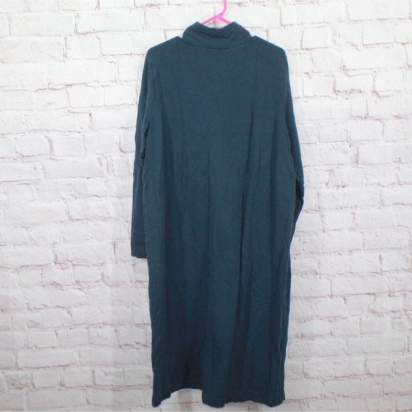 LL Bean Navy Blue Cotton Blend Robe Long Full Zip Size L Pet - Picture 6 of 12